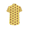 Emoji Poop Print Pattern Men's Short Sleeve Button Up Shirt