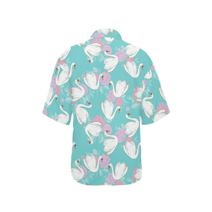 Swan Pattern Print Design 03 Women's Hawaiian Shirt