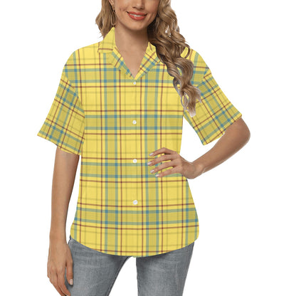 Tartan Yellow Print Design LKS301 Women's Hawaiian Shirt