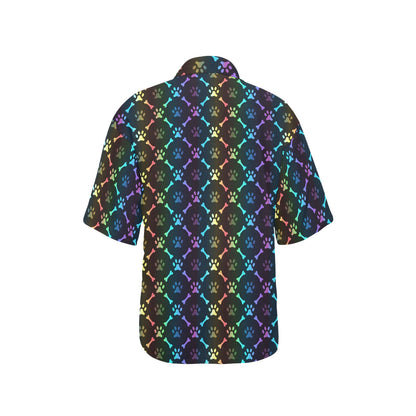 Paw Rainbow Print Women's Hawaiian Shirt
