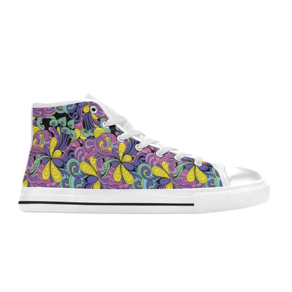 Trippy Print Design LKS305 High Top Women's White Shoes