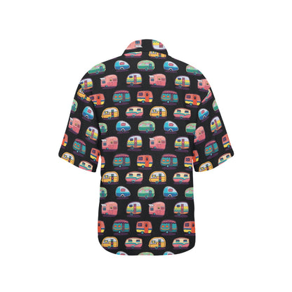 Camper Camping Pattern Women's Hawaiian Shirt
