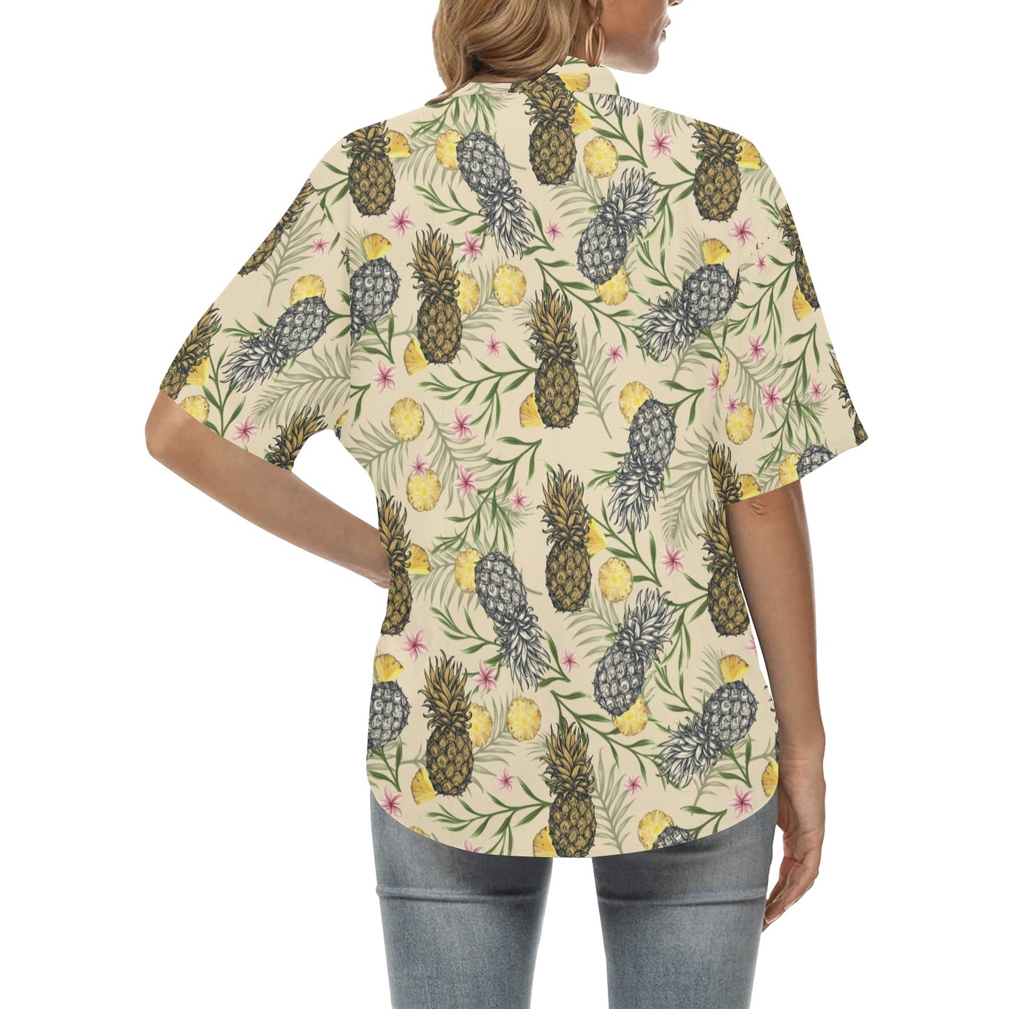 Pineapple Pattern Print Design PP012 Women's Hawaiian Shirt