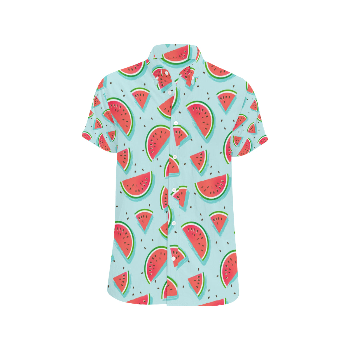 Watermelon Pattern Print Design WM03 Men's Short Sleeve Button Up Shirt