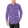 Leopard Purple Skin Print Men's Long Sleeve Shirt