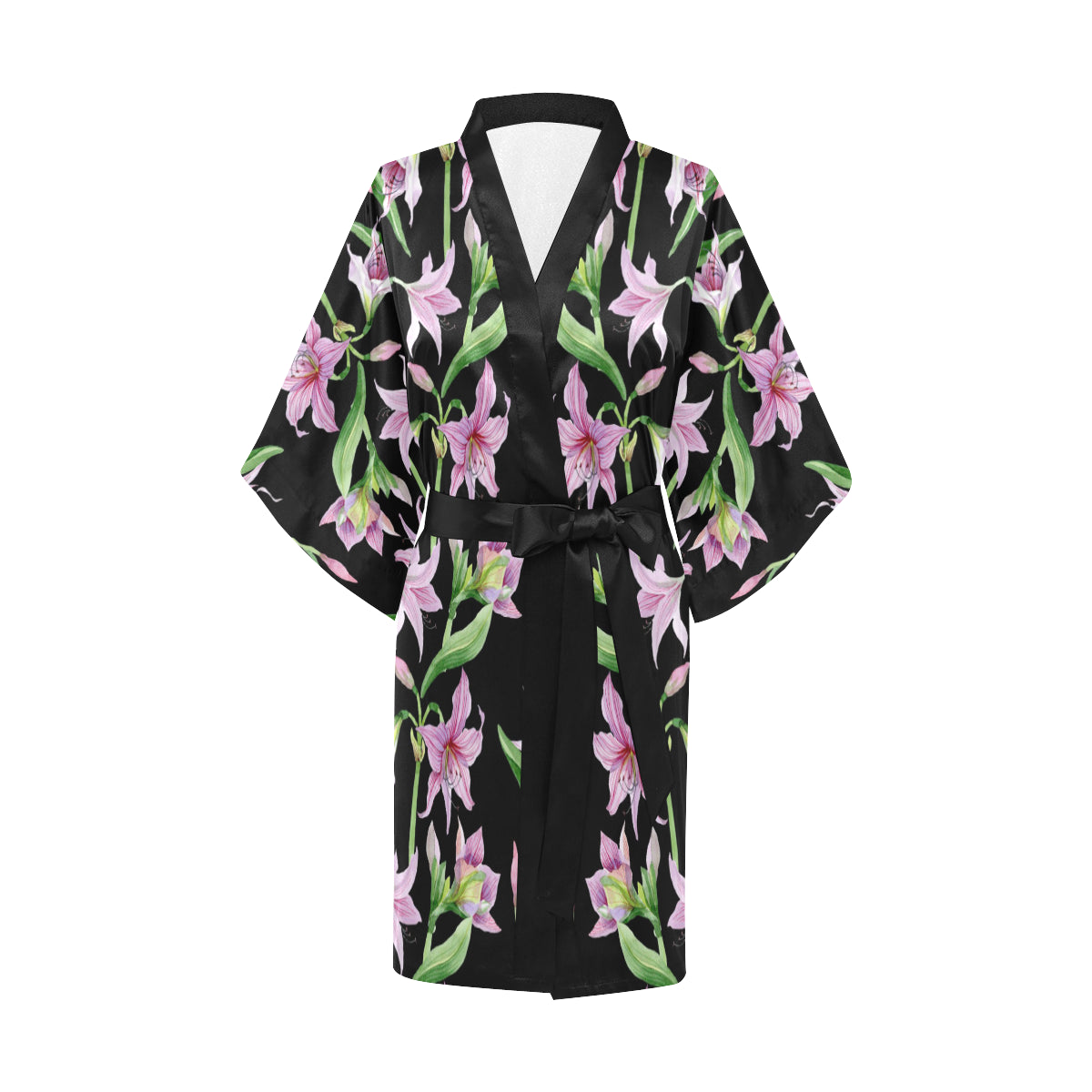 Amaryllis Pattern Print Design AL08 Women's Short Kimono