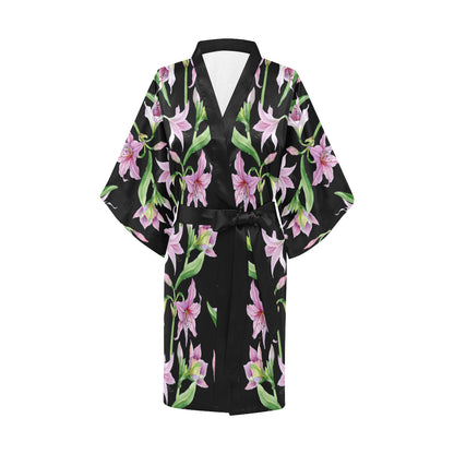 Amaryllis Pattern Print Design AL08 Women's Short Kimono
