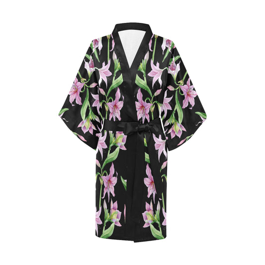 Amaryllis Pattern Print Design AL08 Women's Short Kimono