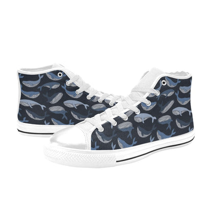 Whale Print Design LKS301 High Top Women's White Shoes