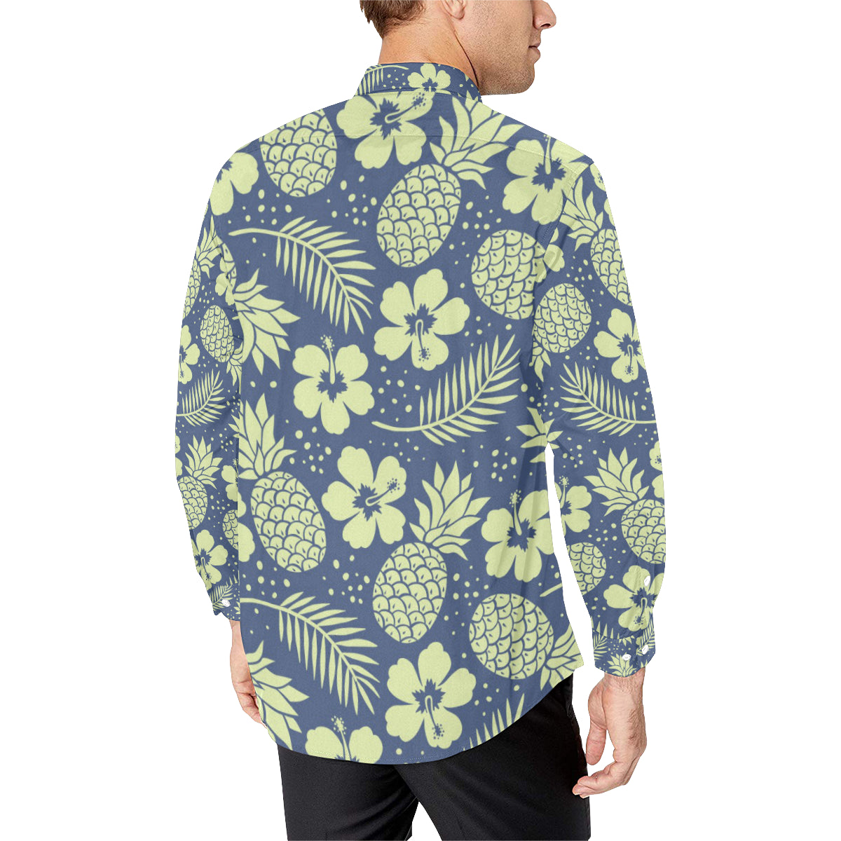 Pineapple Pattern Print Design PP07 Men's Long Sleeve Shirt
