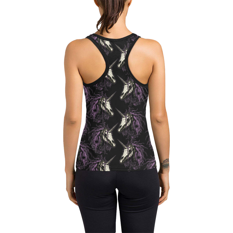 Unicorn Skull head Women's Racerback Tank Top