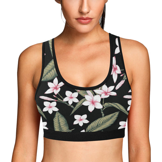 Plumeria Pattern Print Design PM021 Sports Bra