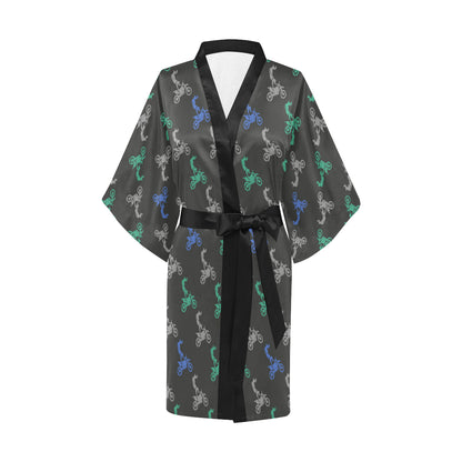 Motocross Pattern Print Design 02 Women's Short Kimono