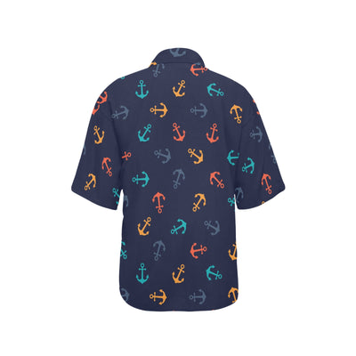 Anchor Pattern Print Design 05 Women's Hawaiian Shirt