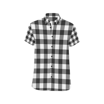 Buffalo check Black white Pattern Print Design 04 Men's Short Sleeve Button Up Shirt