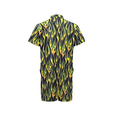 Flame Fire Yellow Pattern Men's Romper