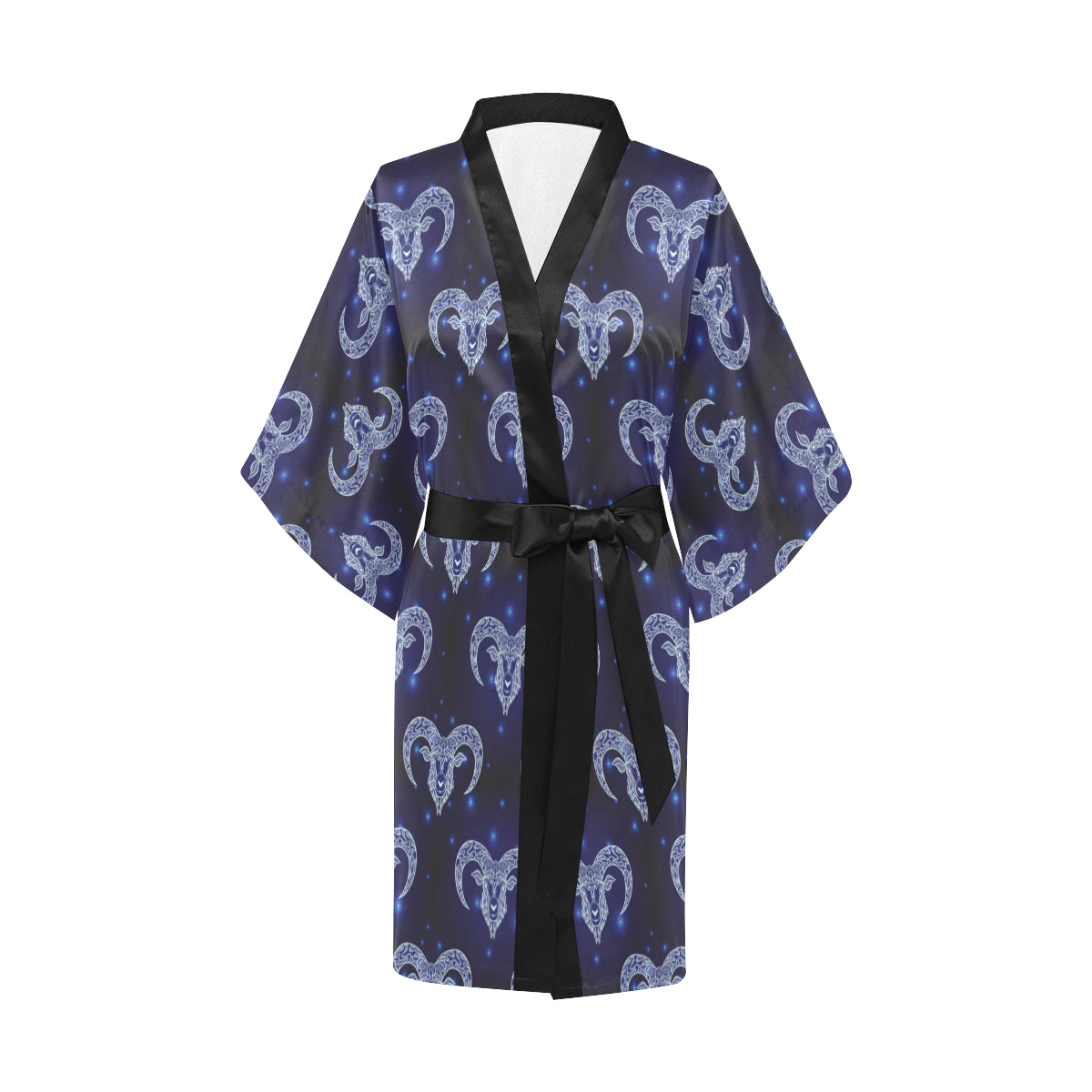 Aries Zodiac Pattern Print Design 01 Women's Short Kimono