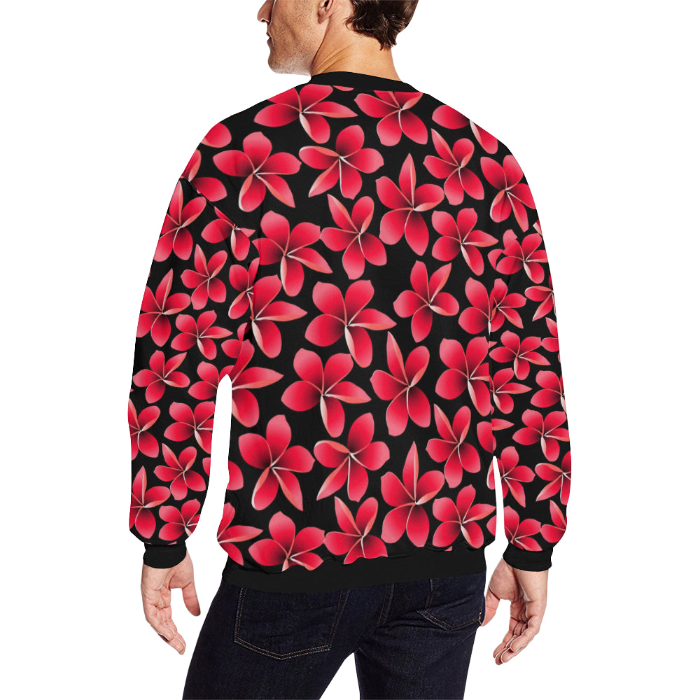 Red Plumeria Pattern Print Design PM025 Men Long Sleeve Sweatshirt
