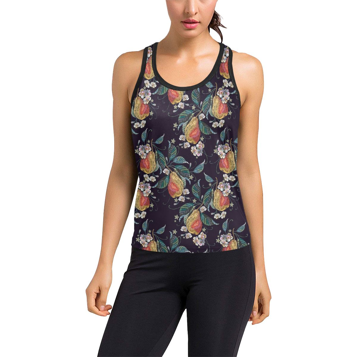 Pear Pattern Print Design PE02 Women's Racerback Tank Top