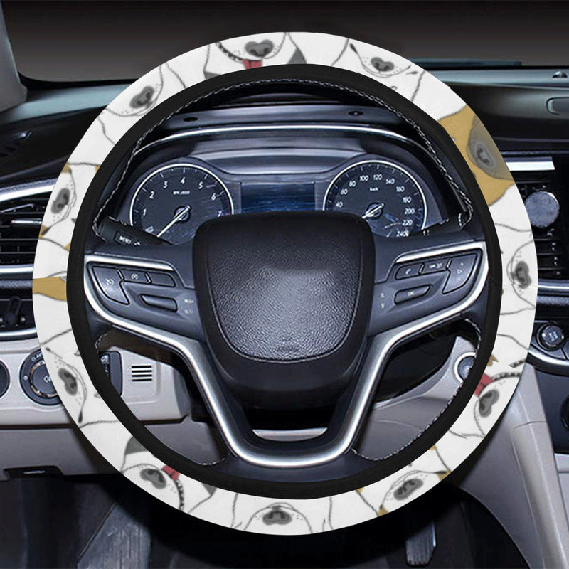 Bull Terriers Pattern Print Design 03 Steering Wheel Cover with Elastic Edge