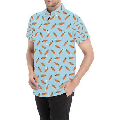 Carrot Pattern Print Design 03 Men's Short Sleeve Button Up Shirt