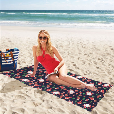 Santa Christmas Themed Print Design LKS304 Beach Towel 32" x 71"