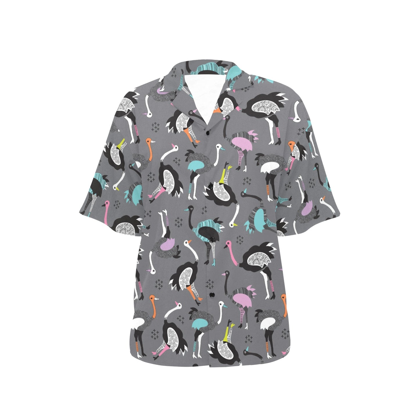 Ostrich Pattern Print Design 01 Women's Hawaiian Shirt