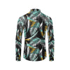 Gold Glitter Cyan Tropical Palm Leaves Men's Long Sleeve Shirt