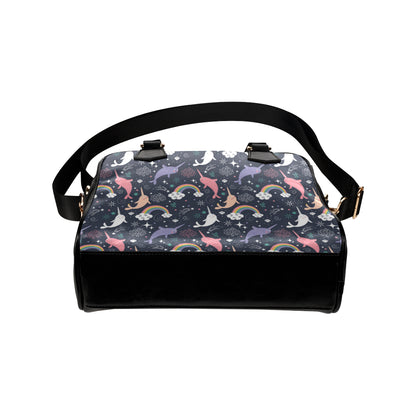 Narwhal Pattern Print Design 01 Shoulder Handbag