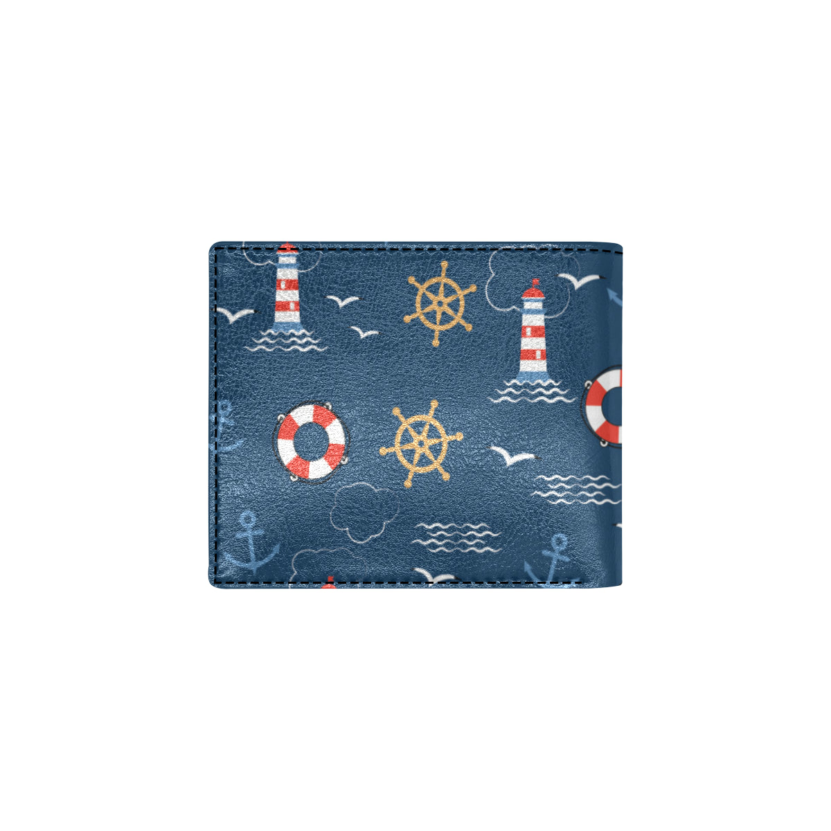 Nautical Pattern Print Design A06 Men's ID Card Wallet