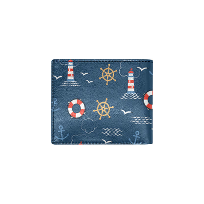 Nautical Pattern Print Design A06 Men's ID Card Wallet