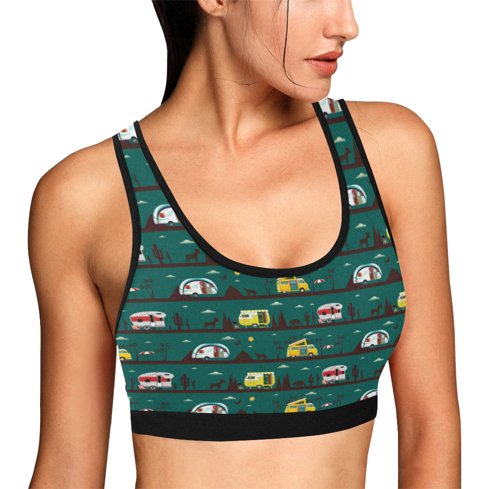 Camper Pattern Print Design 05 Sports Bra