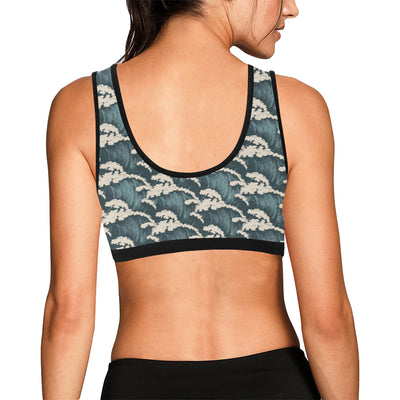 Wave Art Print Sports Bra