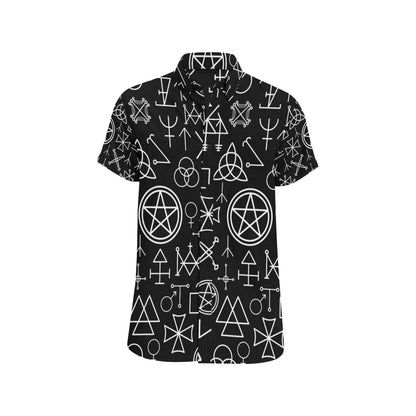 Pentagram Pattern Print Design A02 Men's Short Sleeve Button Up Shirt