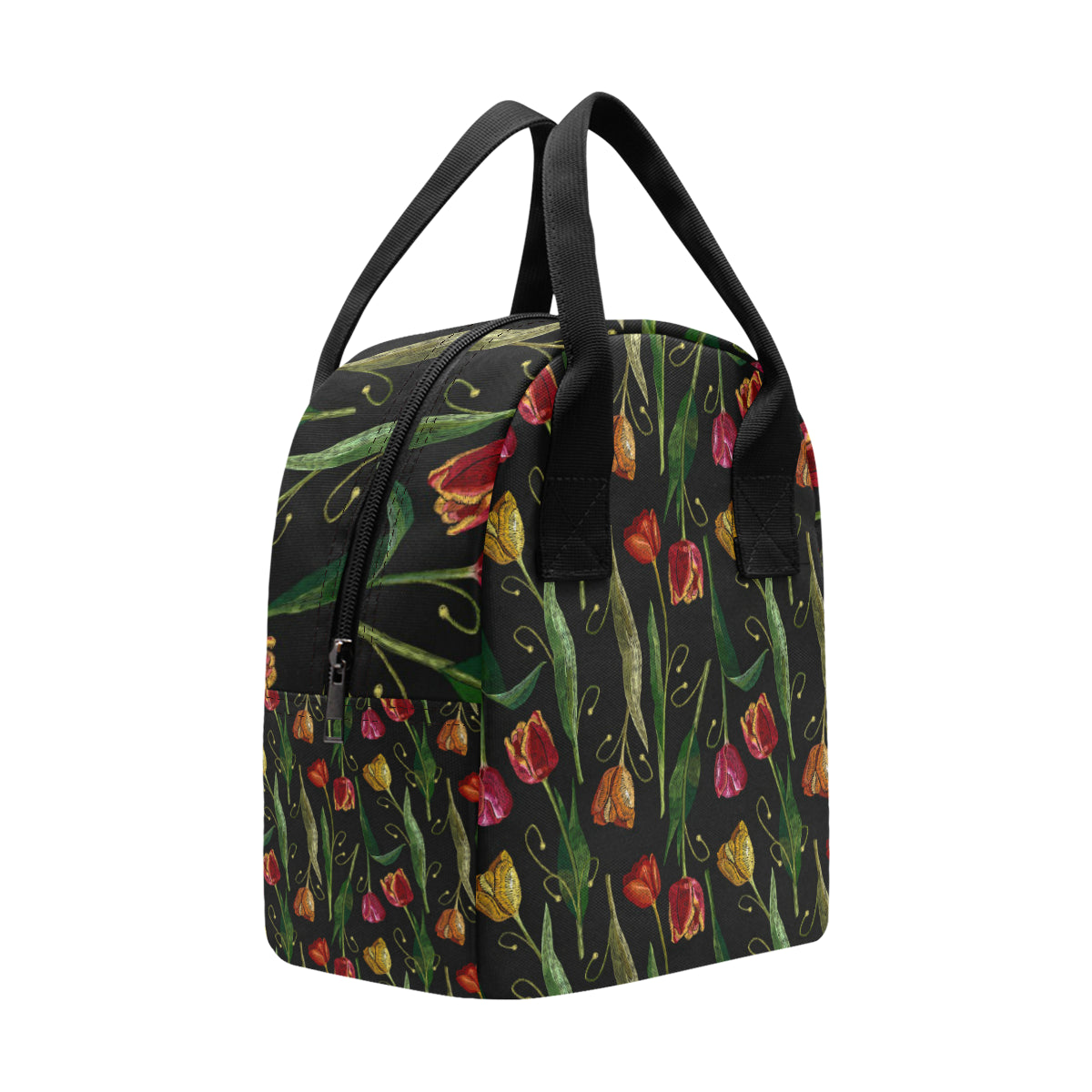 Tulip Embroidered Pattern Print Design TP01 Insulated Lunch Bag