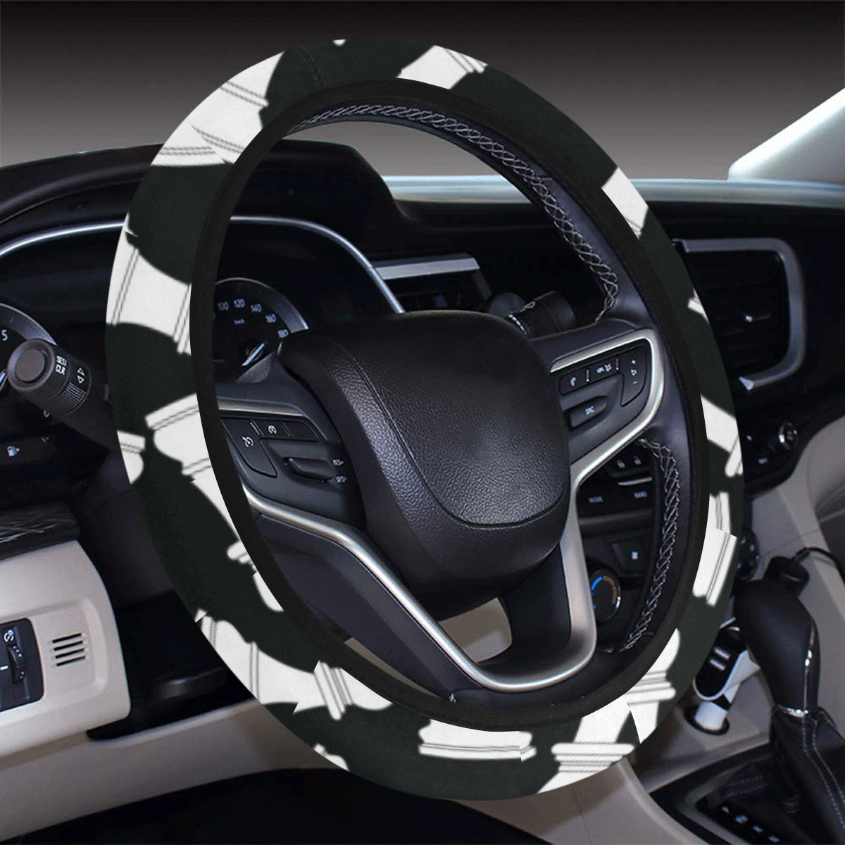 Chess Pattern Print Design 01 Steering Wheel Cover with Elastic Edge