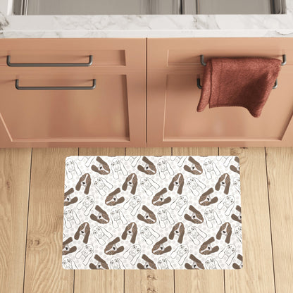 Basset Hound Pattern Print Design 01 Kitchen Mat