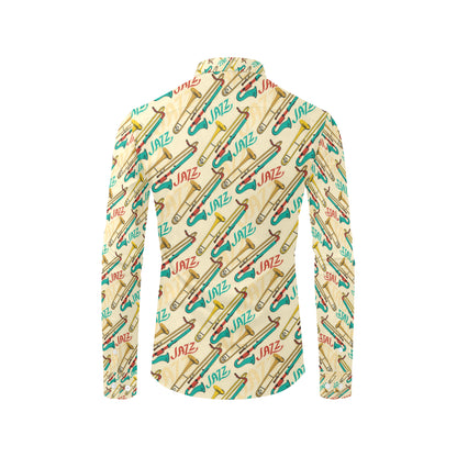 Trombone Pattern Print Design 03 Men's Long Sleeve Shirt