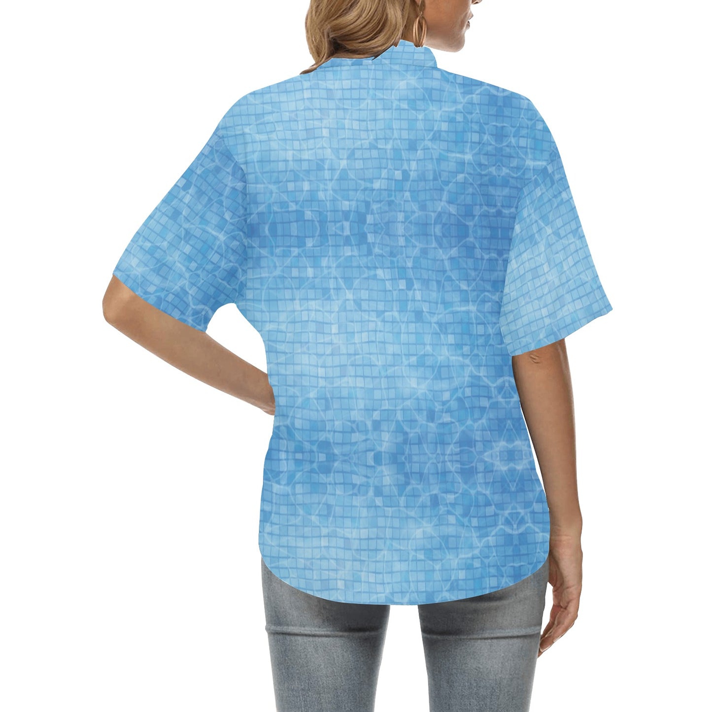 Swimming Pool Print Design LKS302 Women's Hawaiian Shirt