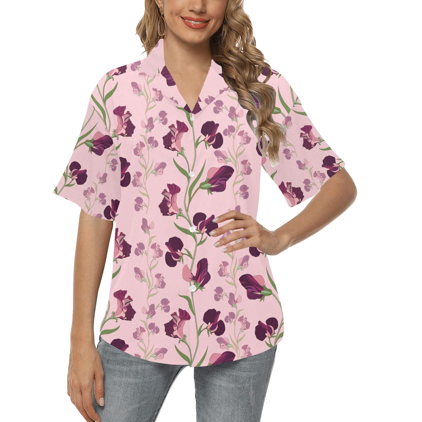 Peony Pattern Print Design PE09 Women's Hawaiian Shirt