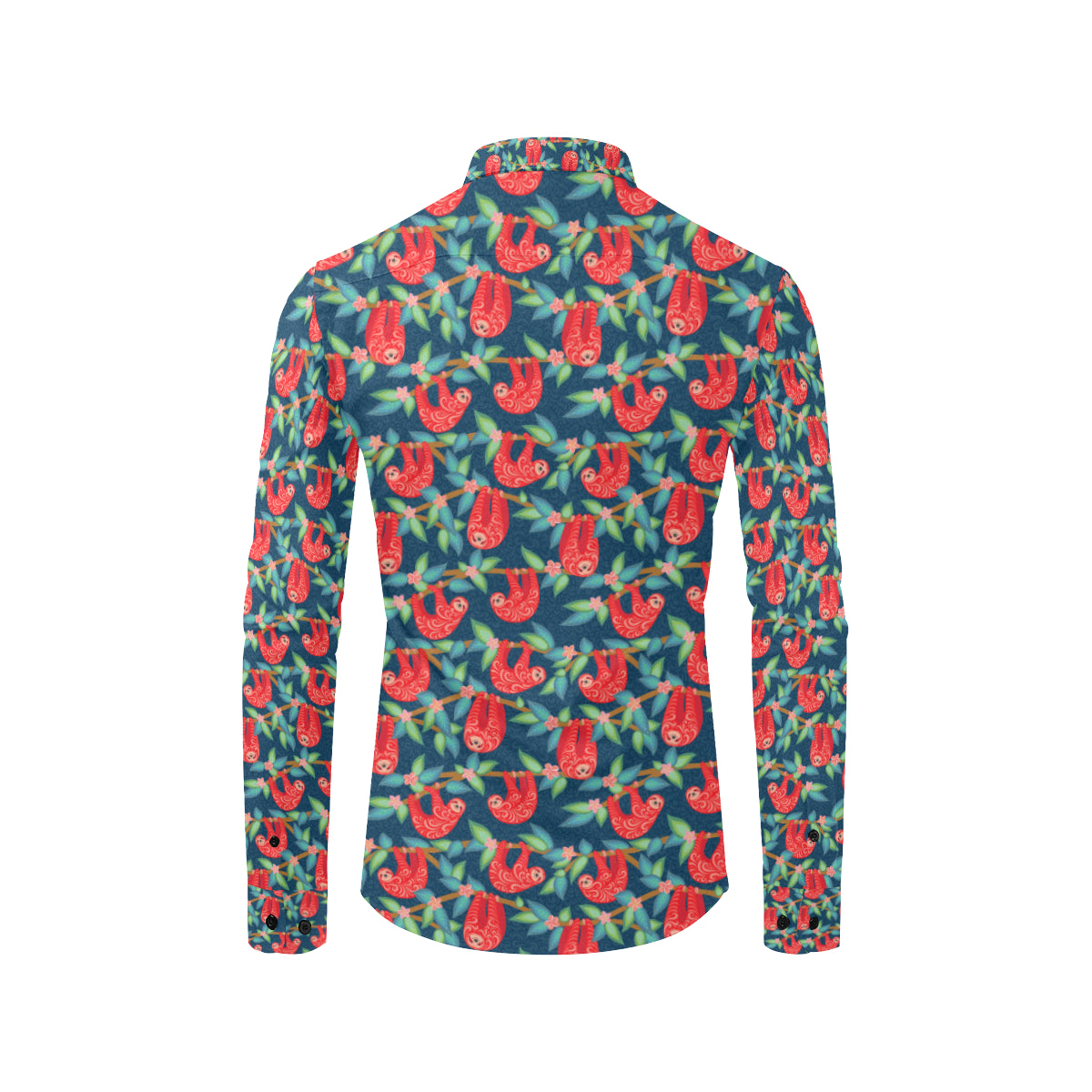 Sloth Red Design Themed Print Men's Long Sleeve Shirt