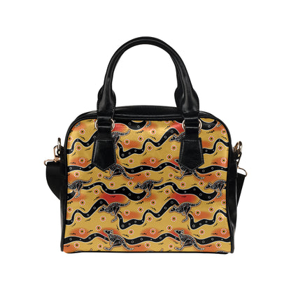 Kangaroos Aboriginal  Pattern Print Design 06 Shoulder Handbag