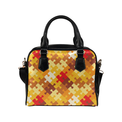 Puzzle Pattern Print Design A01 Shoulder Handbag