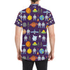 Alien Astronaut Planet Men's Short Sleeve Button Up Shirt