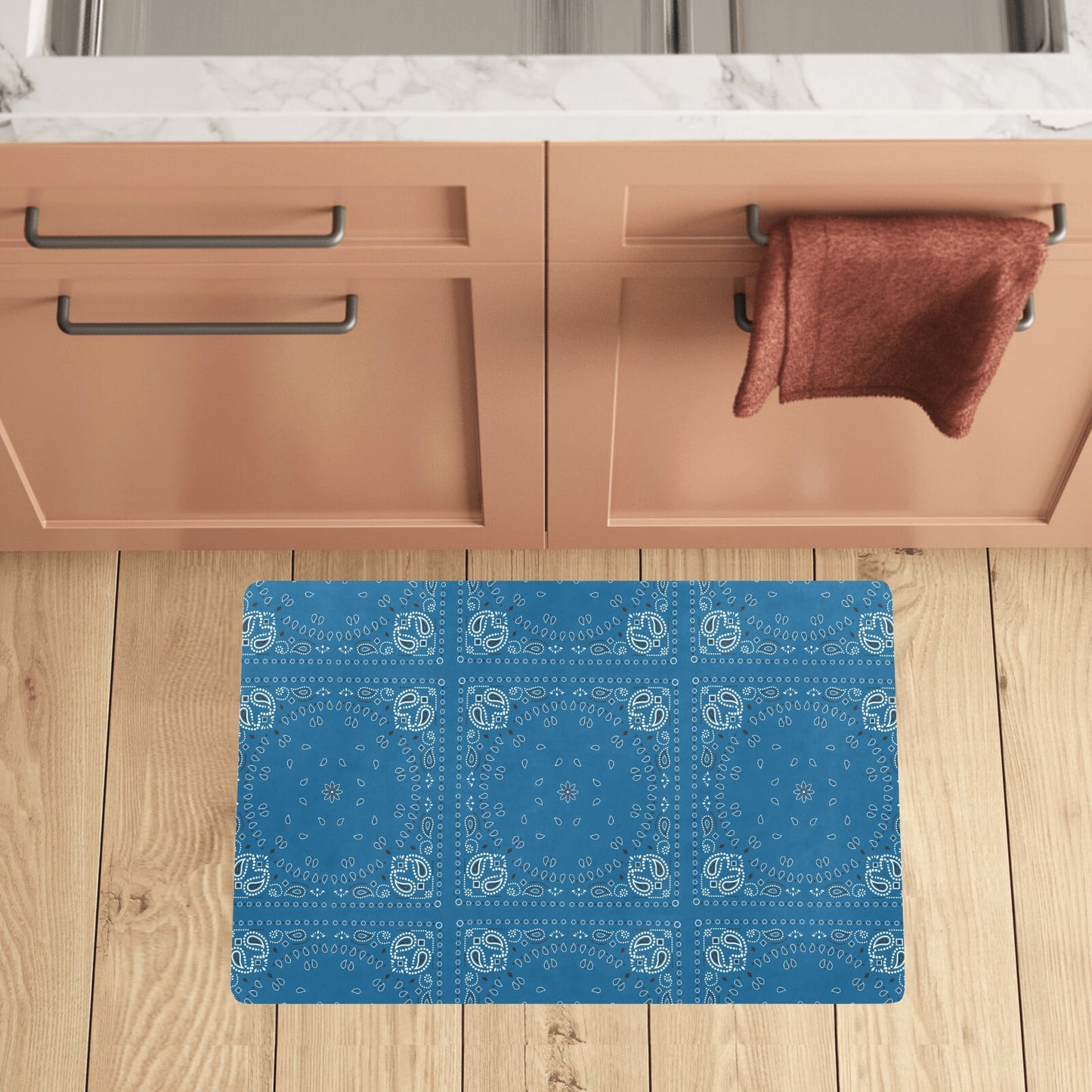Bandana Blue Print Design LKS301 Kitchen Mat