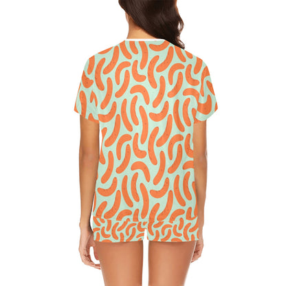 Sausage Print Design LKS304 Women's Short Pajama Set