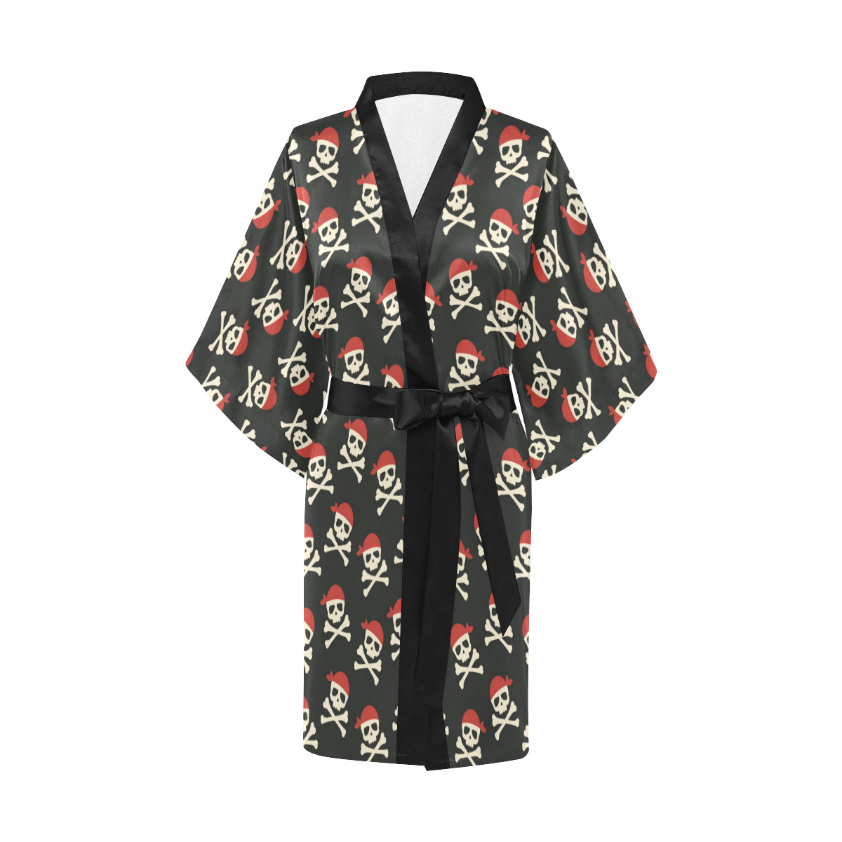 Pirate Pattern Print Design A04 Women's Short Kimono