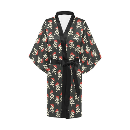 Pirate Pattern Print Design A04 Women's Short Kimono
