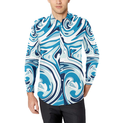 Liquid Pattern Print Design 05 Men's Long Sleeve Shirt