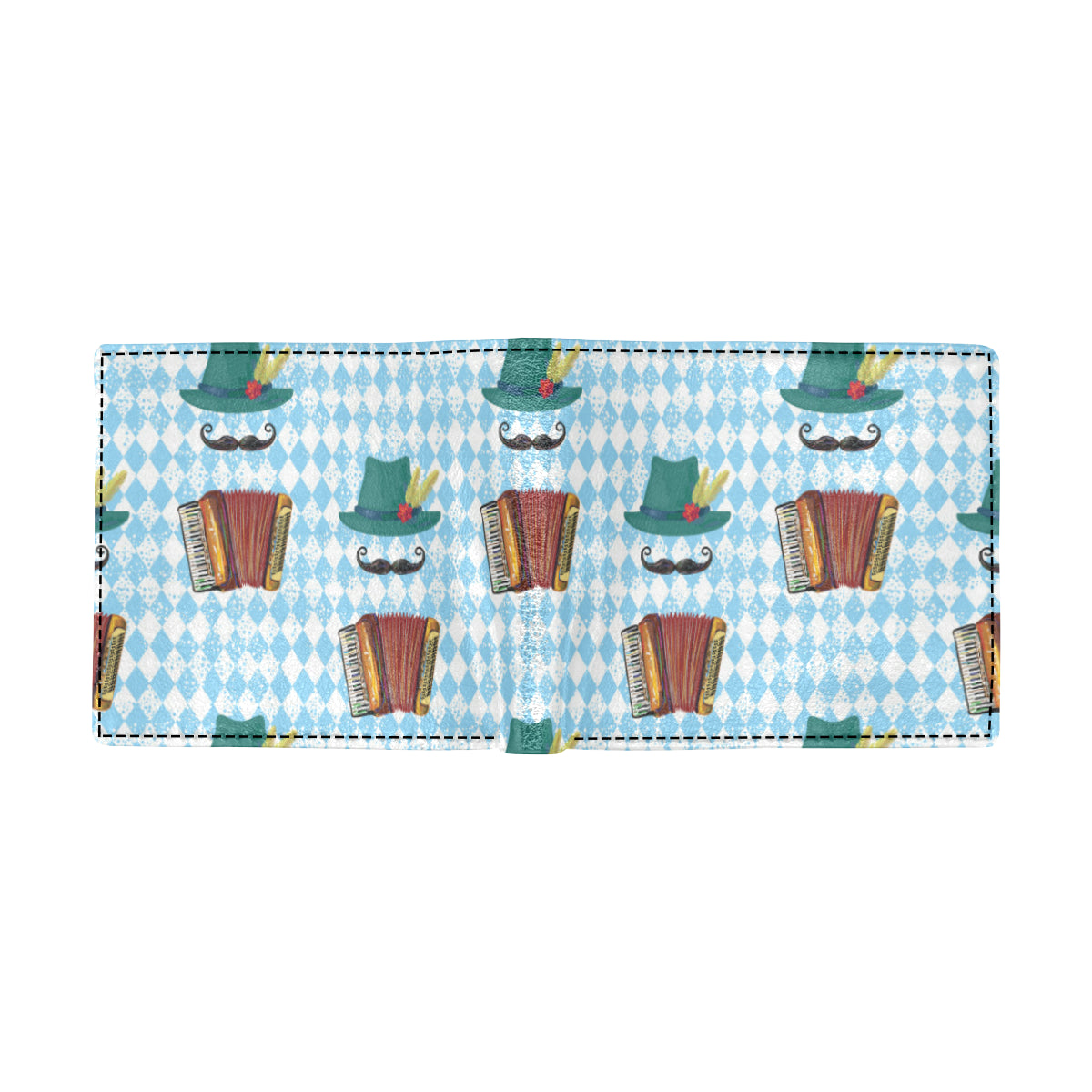 Accordion Mustache Pattern Print Design 01 Men's ID Card Wallet